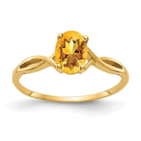 Kazi Luxury 14k Yellow Gold 7x5mm Oval Citrine ring